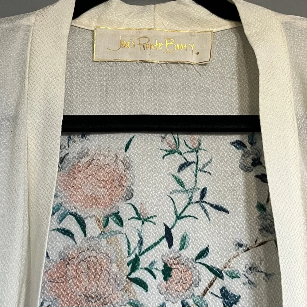 JENS PIRATE BOOTY x FREE PEOPLE BOHO FLORAL PEACOCK CRANE KIMONO ANTHROPOLOGIE - Picture 8 of 9